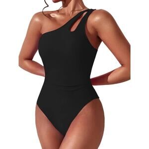 Beilon Womens One Shoulder One Piece Swimsuit Tummy Control Full Coverage Small